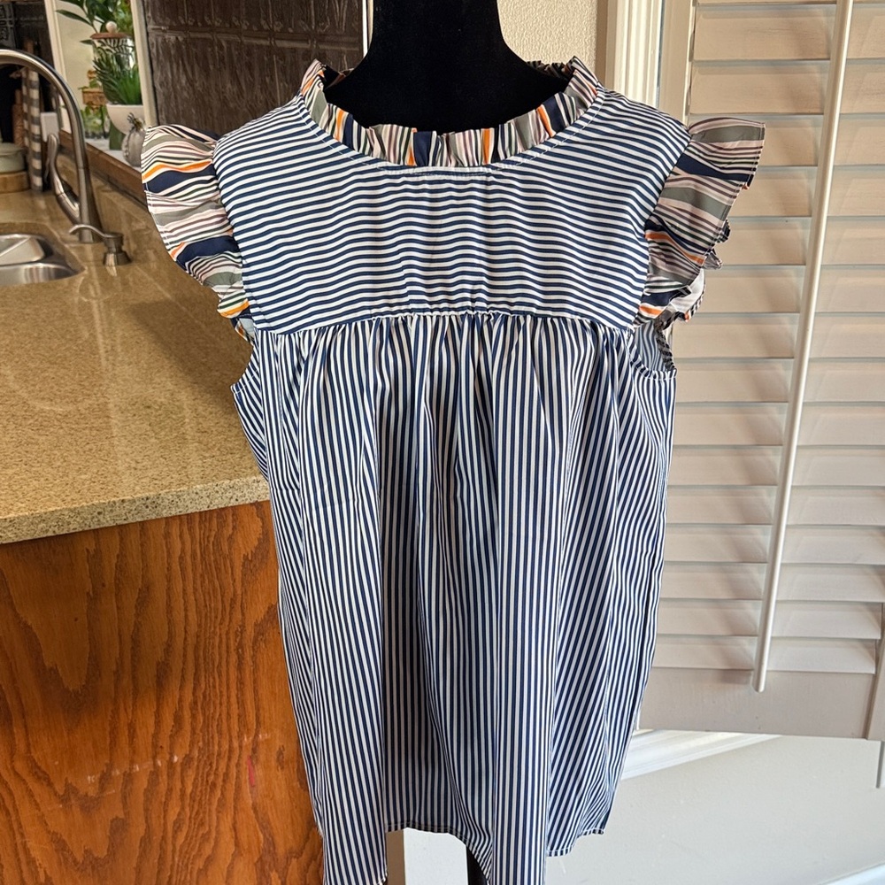 Striped Ruffle Sleeve Kids Dress